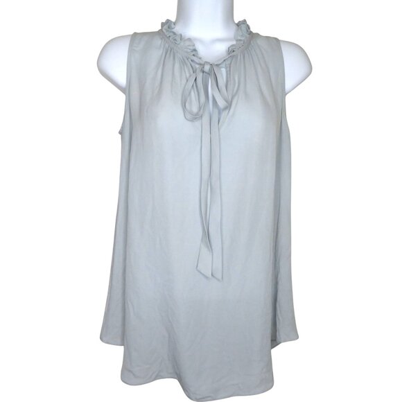 Elizabeth And James Silk Blouse Light Blue Ruffle Neck Sleeveless Tie Detail M - Picture 4 of 7